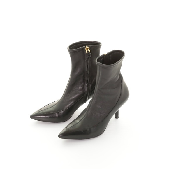 Diane Von Furstenberg Morgan Pointy Toe Booties Black Leather Sock Zip Women 8 - Picture 2 of 8